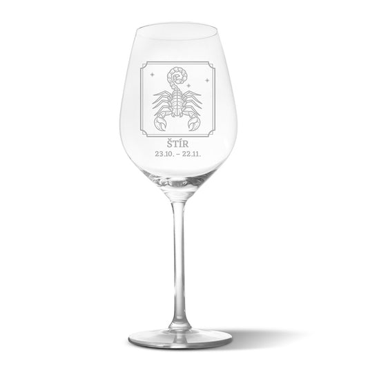Sklenička na víno s gravírovaným motivem Štír