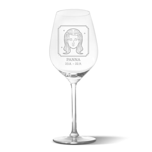 Sklenička na víno s gravírovaným motivem Panna