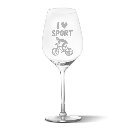 Sklenička na víno s gravírovaným motivem Cyklistika