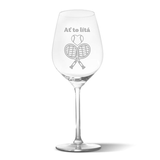 Sklenička na víno s gravírovaným motivem Tenis