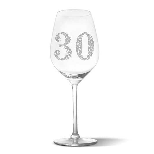Sklenička na víno s gravírovaným motivem Věk 30
