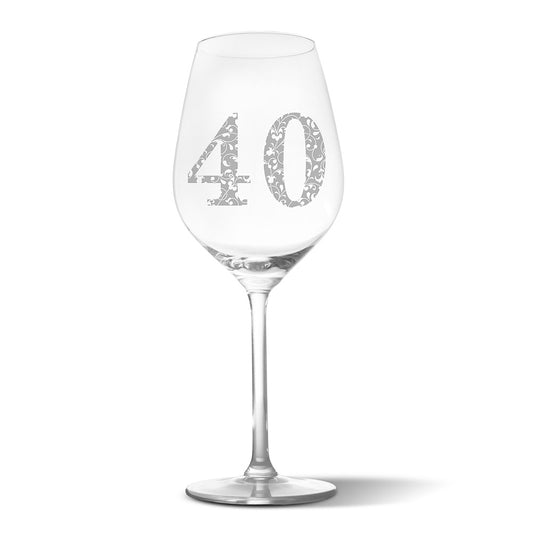 Sklenička na víno s gravírovaným motivem Věk 40