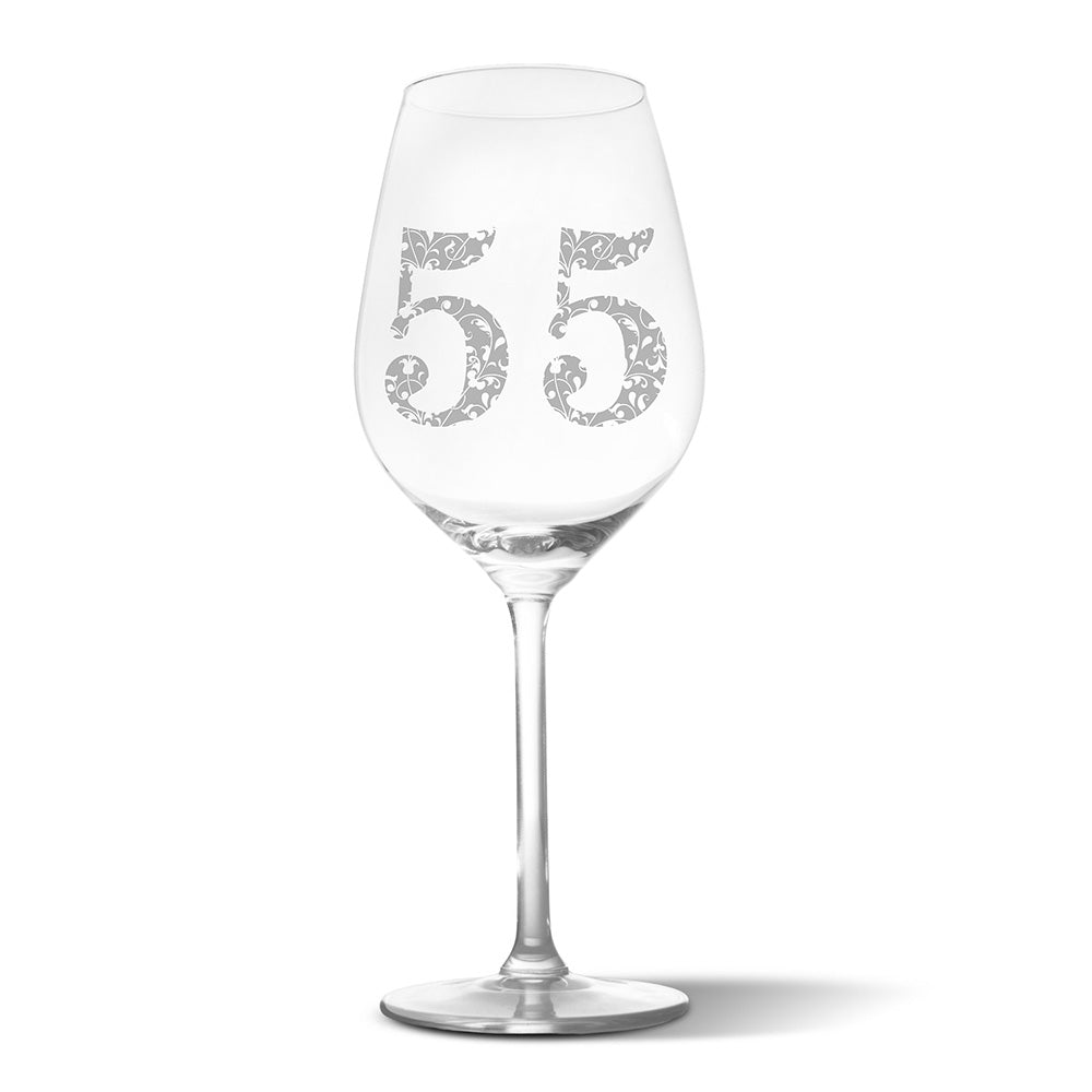 Sklenička na víno s gravírovaným motivem Věk 55