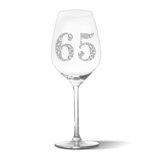 Sklenička na víno s gravírovaným motivem Věk 65