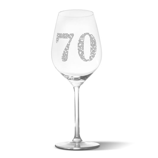 Sklenička na víno s gravírovaným motivem Věk 70