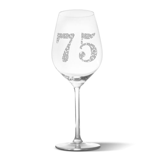 Sklenička na víno s gravírovaným motivem Věk 75