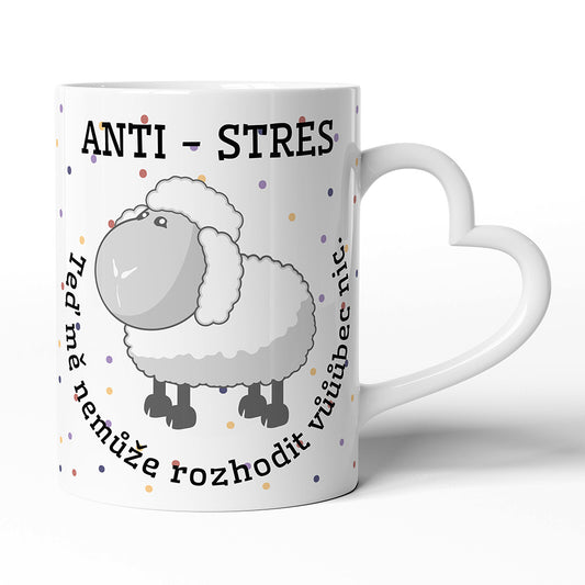 Keramický hrníček s uchem ve tvaru srdce motiv Antistresový hrnek