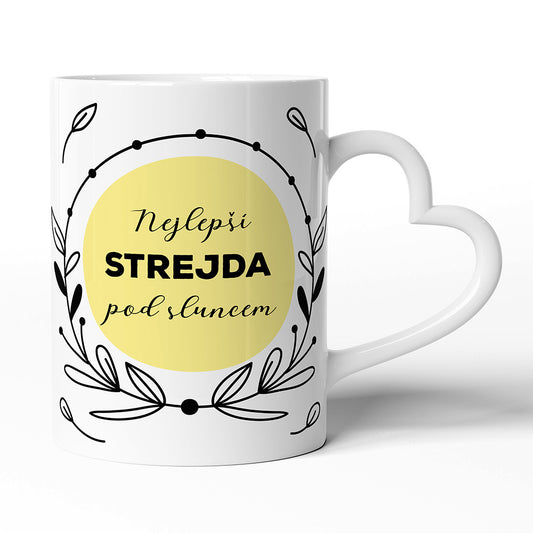 Keramický hrníček s uchem ve tvaru srdce motiv Nejlepší strejda pod sluncem