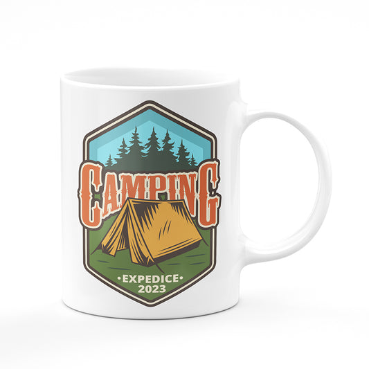 Keramický hrnek bílý motiv Camping