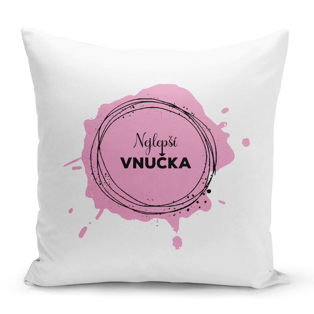 Bílý polštář 40 x 40 cm s motivem Nejlepší vnučka