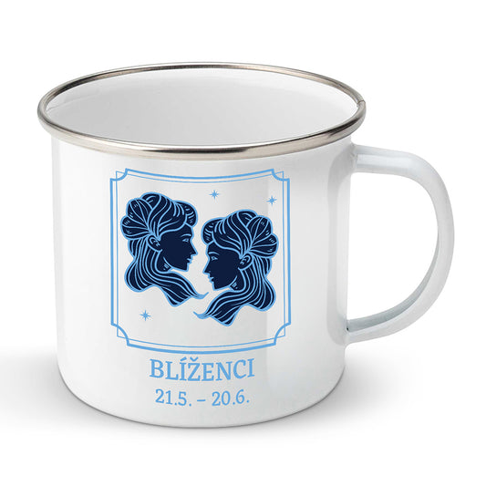 Smaltovaný plecháček motiv Blíženci