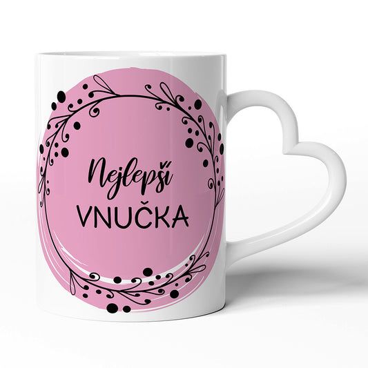 Keramický hrníček s uchem ve tvaru srdce motiv Nejlepší vnučka