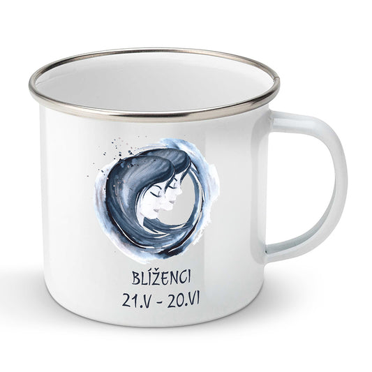 Smaltovaný plecháček motiv Blíženci
