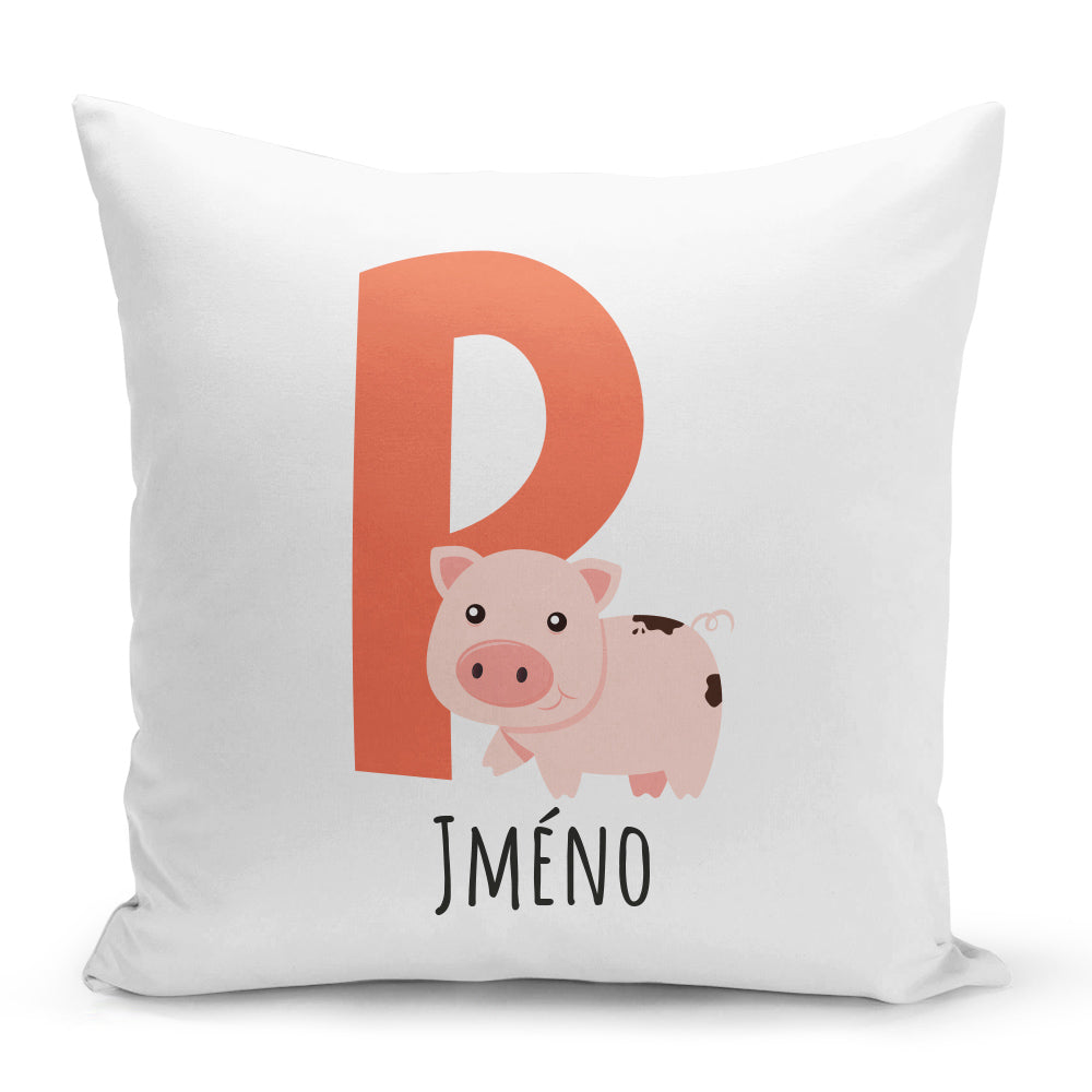 Bílý polštář 40 x 40 cm s motivem Se jménem P…