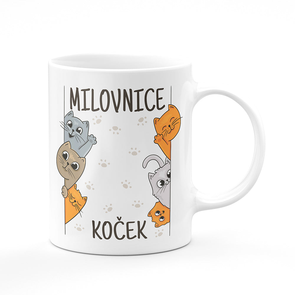 Keramický hrnek bílý motiv Milovnice koček