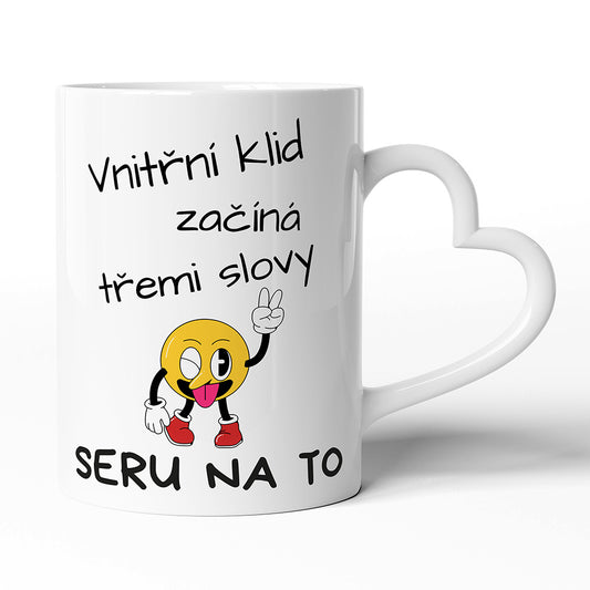 Keramický hrníček s uchem ve tvaru srdce motiv Vnitřní klid…