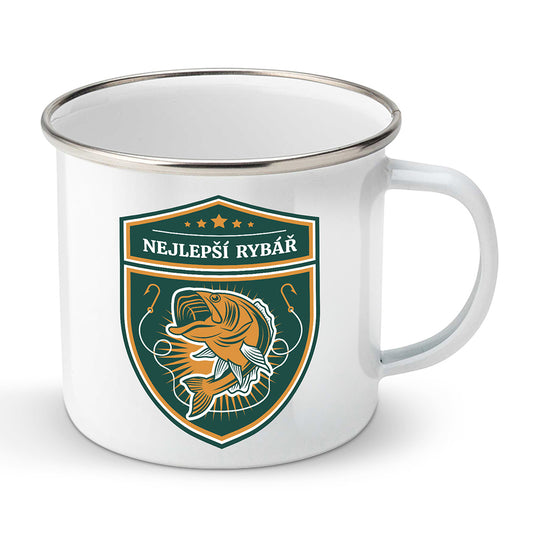Smaltovaný plecháček motiv Nejlepší rybář