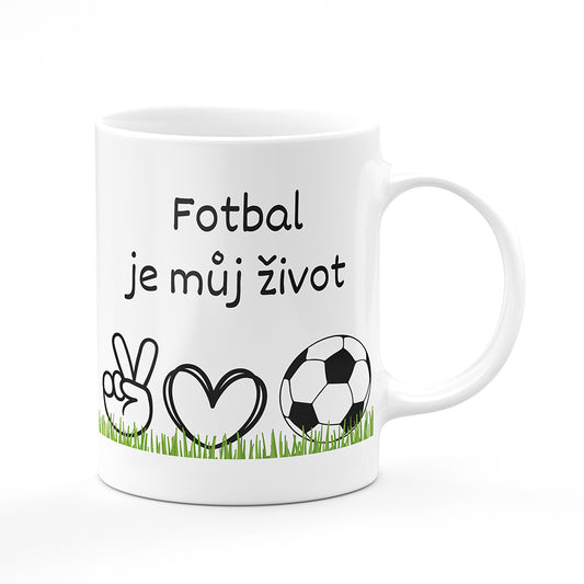 Keramický hrnek bílý motiv Fotbal je můj život