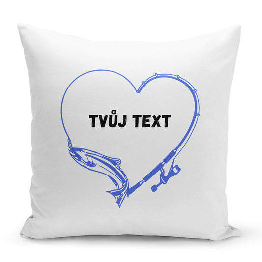 Bílý polštář 40 x 40 cm s motivem Rybář